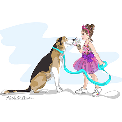 girl and her dog ice cream